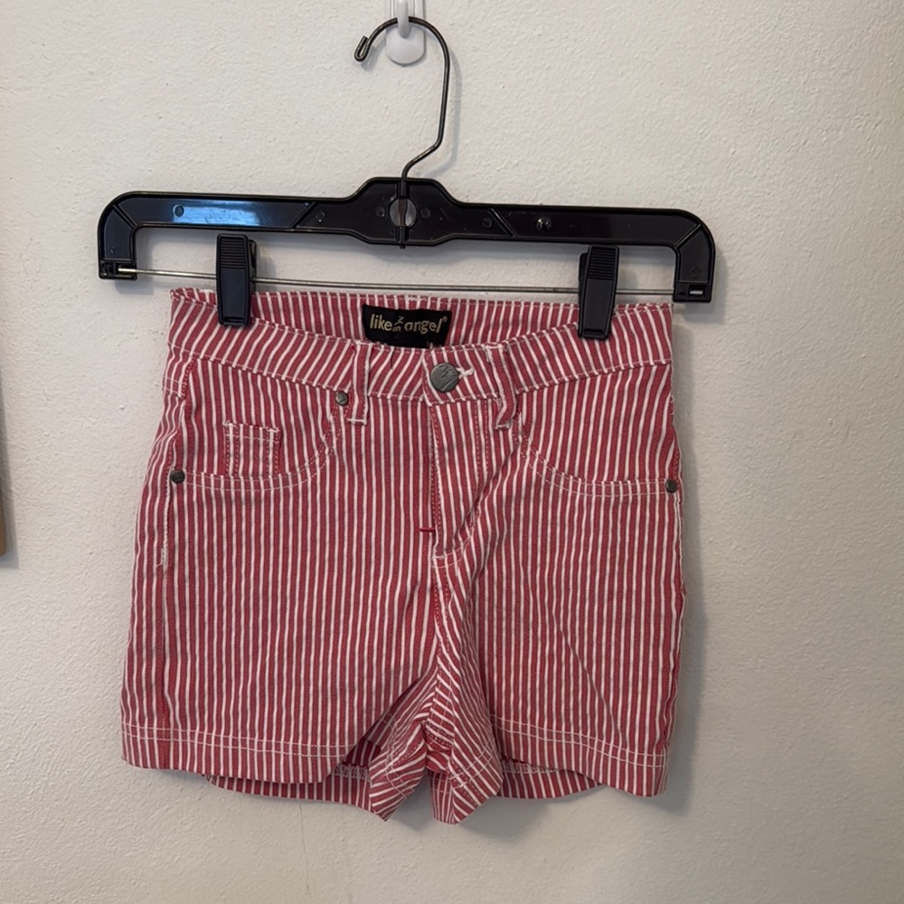 Red and White Striped Women's Shorts
